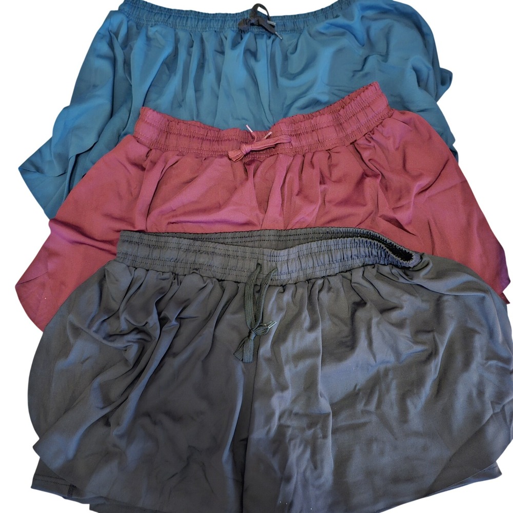 3 Pack Women's XL Flowy Drawstring Yoga  Running Shorts Summer Athletic